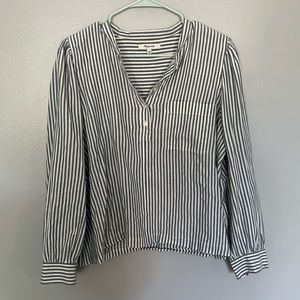 Madewell striped mandarin collar long sleeve, sz L
